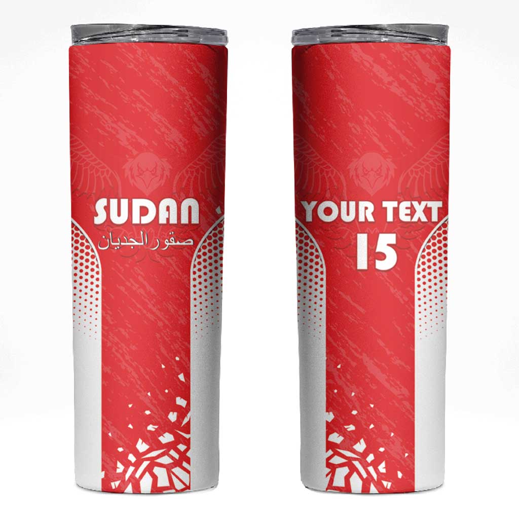 Custom Sudan Football Skinny Tumbler Yalla Falcons of Jediane LT15