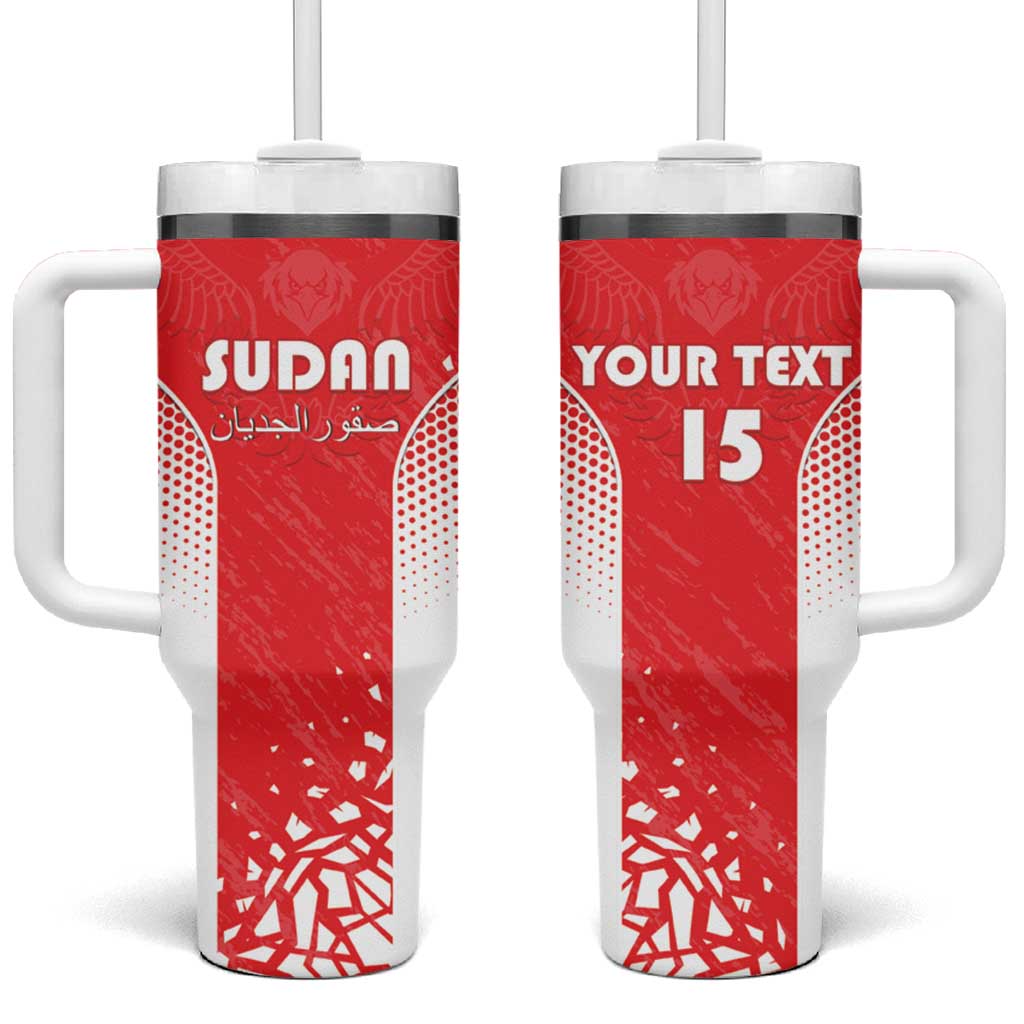 Custom Sudan Football Tumbler With Handle Yalla Falcons of Jediane LT15