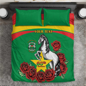Personalized Burkina Faso Bedding Set White Stallion With Red Rose - Republic Day LT15