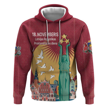 Latvia Independence Day Hoodie Latvija with Freedom Monument LT17