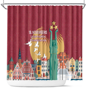 Latvia Independence Day Shower Curtain Latvija with Freedom Monument LT17
