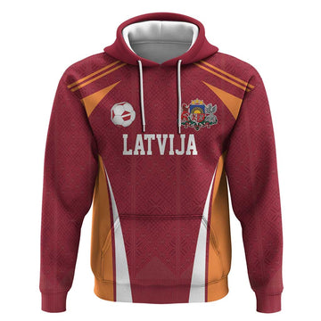 Latvia Football Custom Hoodie Red Latvian Pattern LT17