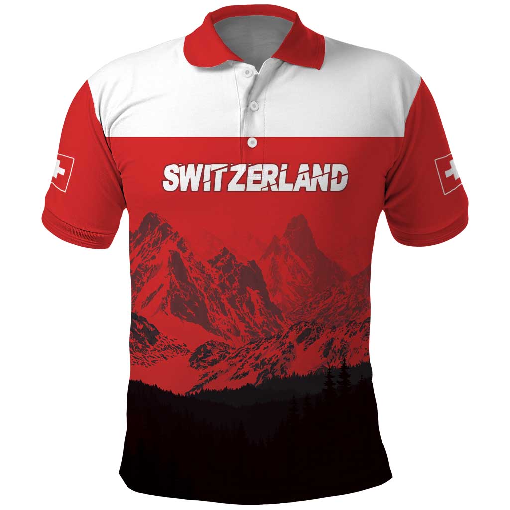 Custom Switzerland Football Polo Shirt Swiss Alps LT17