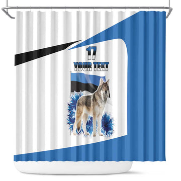 Estonia Grey Wolf and Cornflower Shower Curtain Estonia Flag LT17