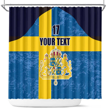 Custom Sweden Flag and Coat of arms Shower Curtain Three Crowns of Sweden LT17