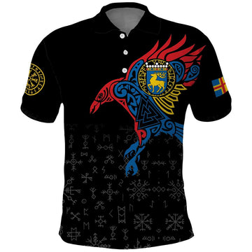 Aland Vikings Culture Polo Shirt Norse Mythology Raven Tattoo LT17