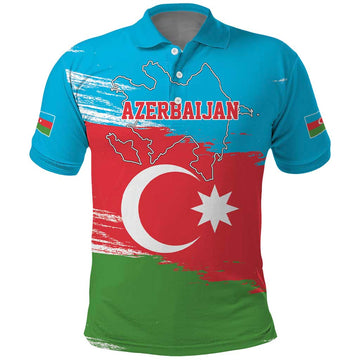Personalized Azerbaijan Flag Style Polo Shirt Azerbaijani Flag Day LT17