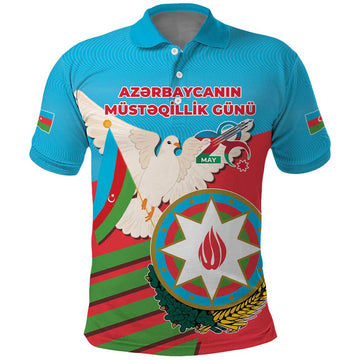 Azerbaijan Independence Day Polo Shirt Must?qillik Gunu LT17