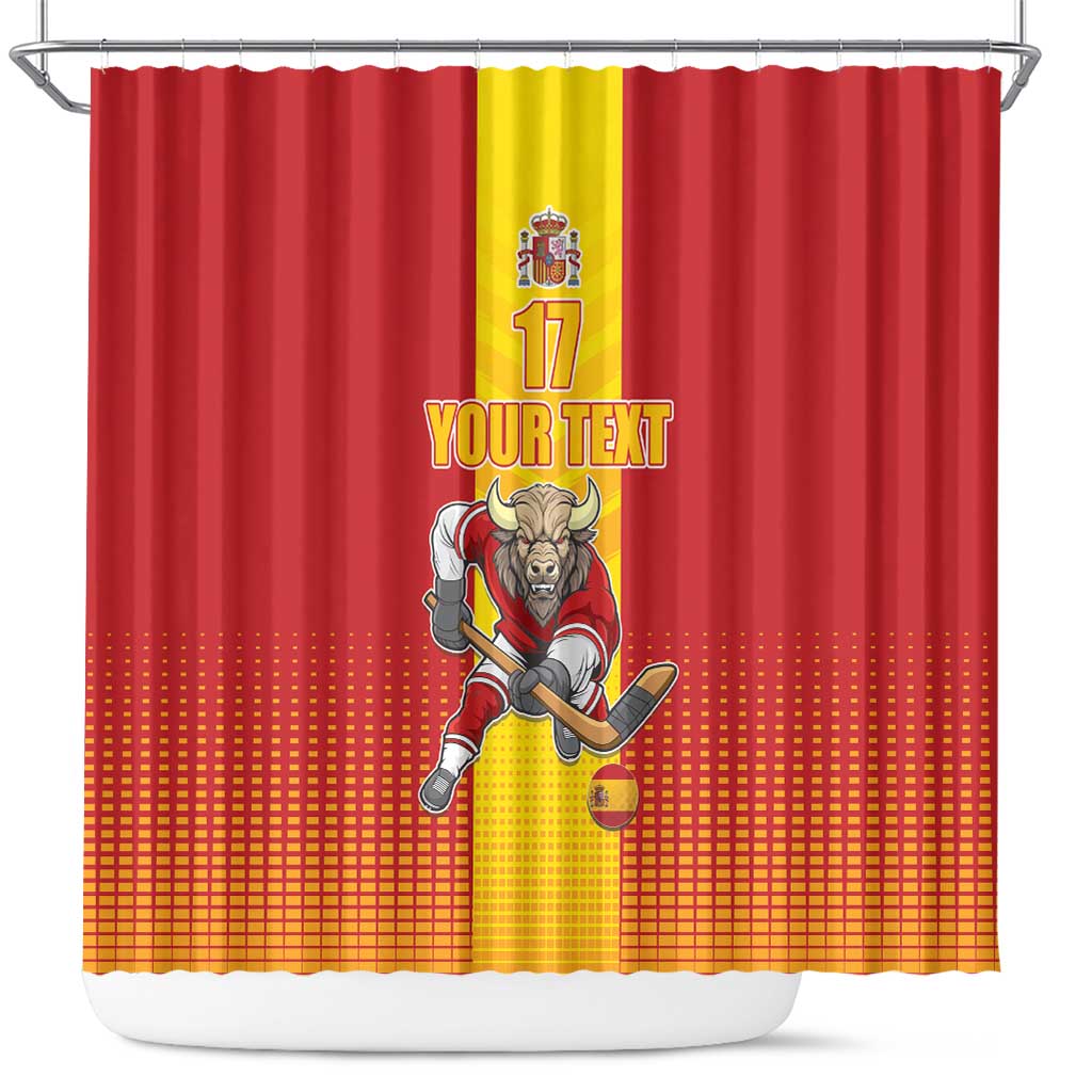 Custom Spain Field Hockey Shower Curtain Sporty Style with Bull Mascot LT17