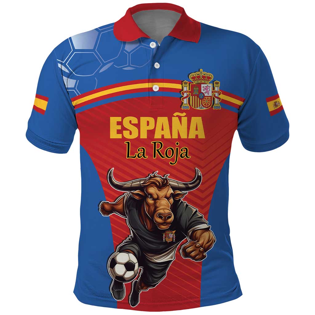 Custom Spain Football Go Champions Polo Shirt Sporty Style with Bull Mascot LT17