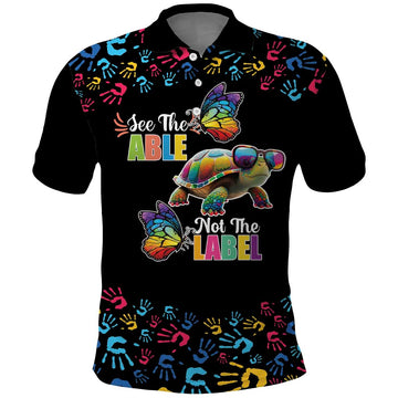 Autism Awareness Month Neurodiversity Polo Shirt 2nd April See The Able Not The Label LT17