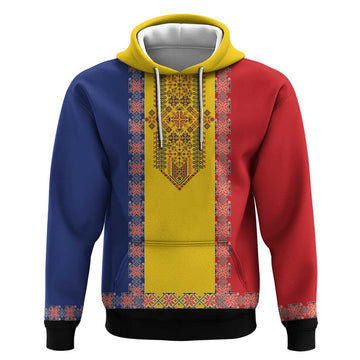 Romania National Flag Day 26th June Hoodie Red Traditional Embroidery Patterns LT17