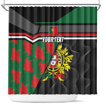 Personalized Portugal Coat of Arms with Carnation Shower Curtain Portuguese Bandeira Verde-Rubra LT17
