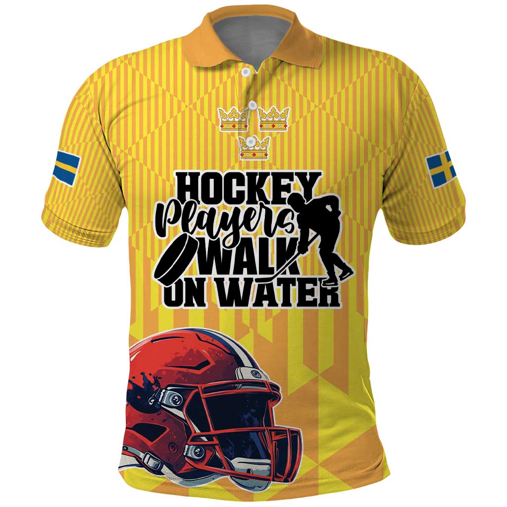 Custom Sweden Ice Hokey Go Champions Polo Shirt Gold Style LT17