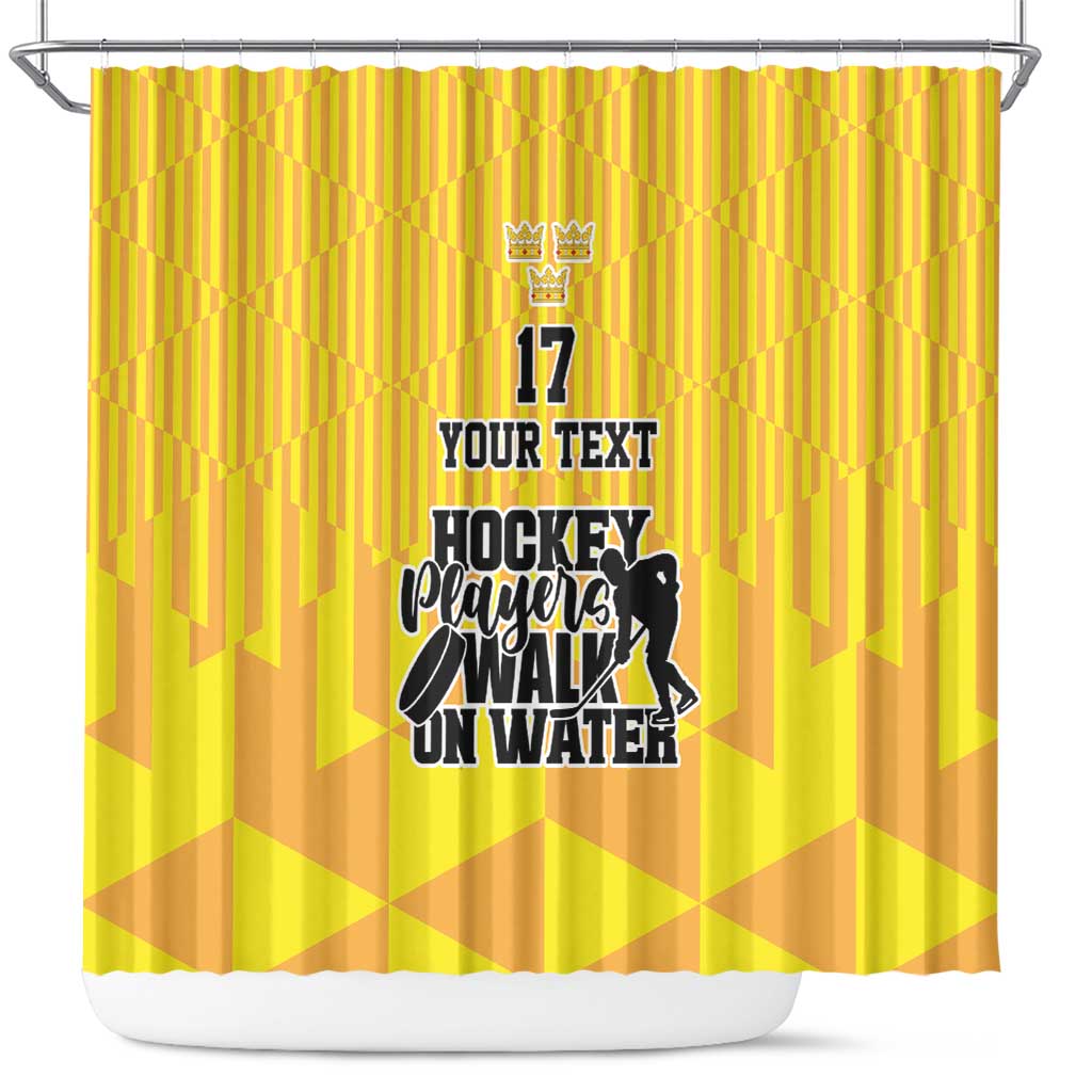 Custom Sweden Ice Hokey Go Champions Shower Curtain Gold Style LT17