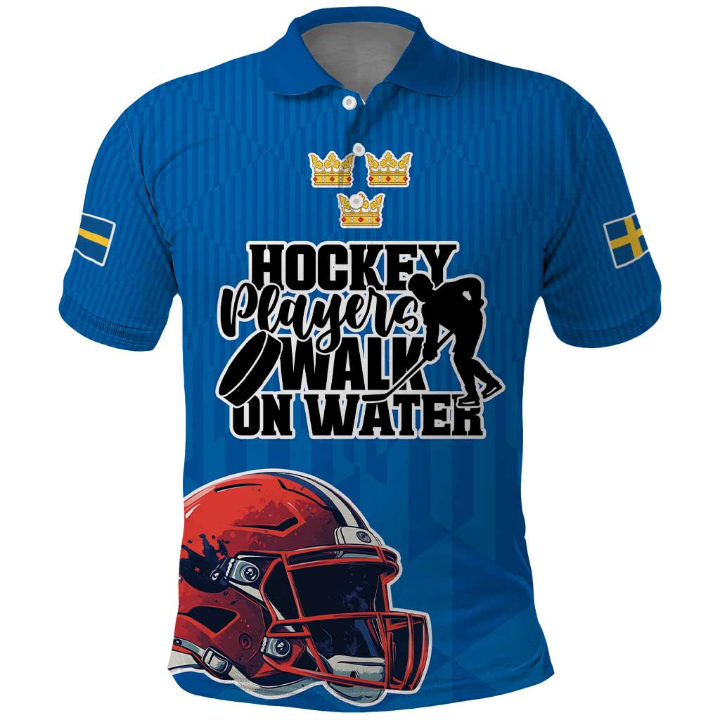 Custom Sweden Ice Hokey Go Champions Polo Shirt Blue Style LT17