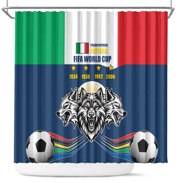 Italian Republic Football Shower Curtain Gli Azzurri History Champion LT17