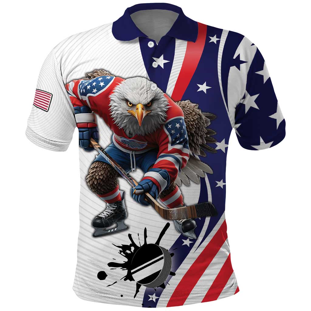 Custom United States Ice Hockey Go Champions Polo Shirt Team USA Eagle Mascot Style LT17