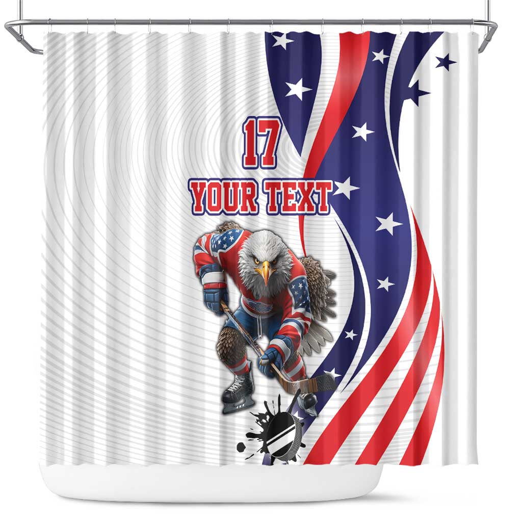 Custom United States Ice Hockey Go Champions Shower Curtain Team USA Eagle Mascot Style LT17