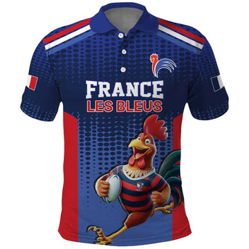 France Rugby Custom Polo Shirt Come on Les Bleus Blue Style LT17