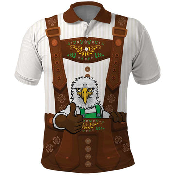 Lederhosen Costume Germany Polo Shirt Bald Eagles With Traditional German Pattern LT17