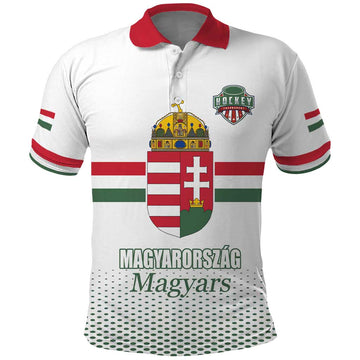 Custom Hungary Ice Hockey Polo Shirt White Style Come on Magyars LT17