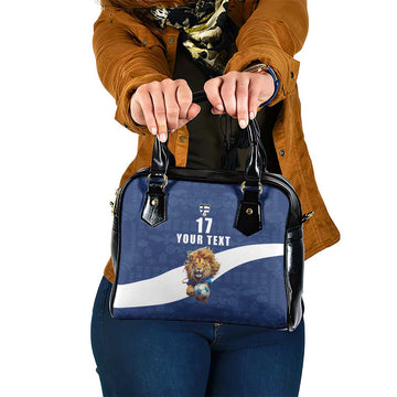 Custom Finland Football Lion Mascot Shoulder Handbag Huuhkajat with Finnish Folk Paterns LT17