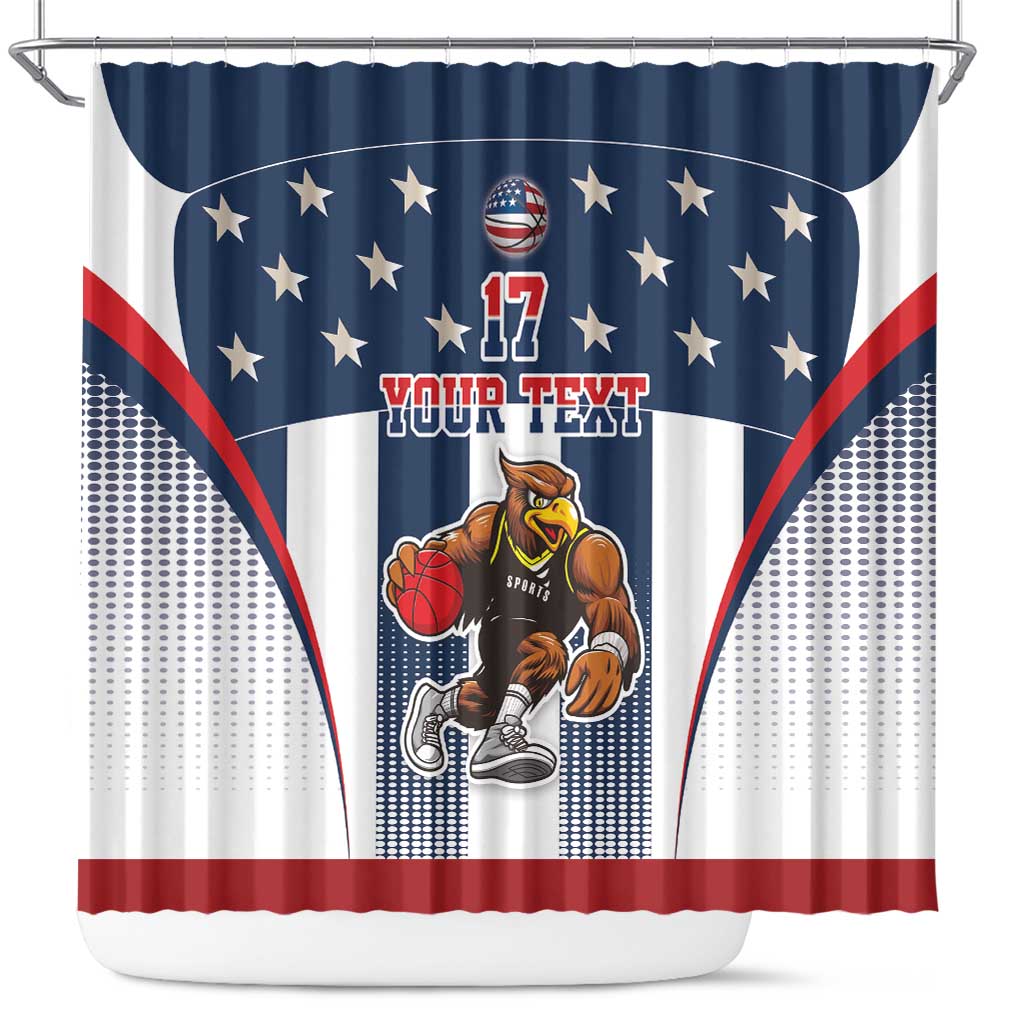 Custom United States Basketball Shower Curtain USA Eagle Mascot Style LT17