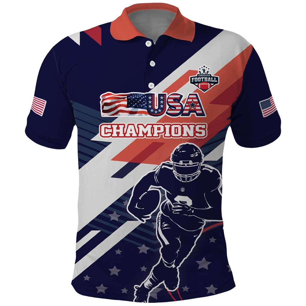 Custom United States American Football Polo Shirt USA Go Champions Sporty Style LT17