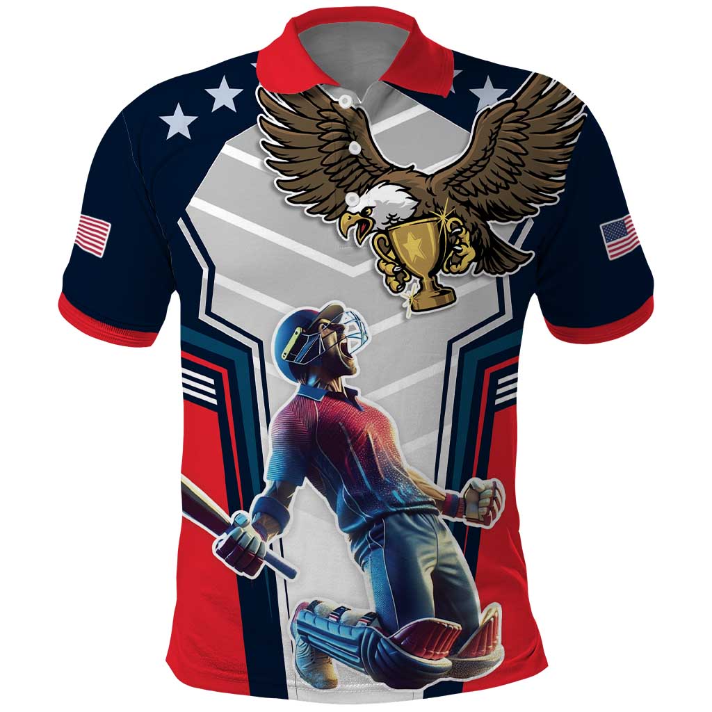 Custom United States Cricket Polo Shirt USA Go Champions and Eagle Mascot Style LT17