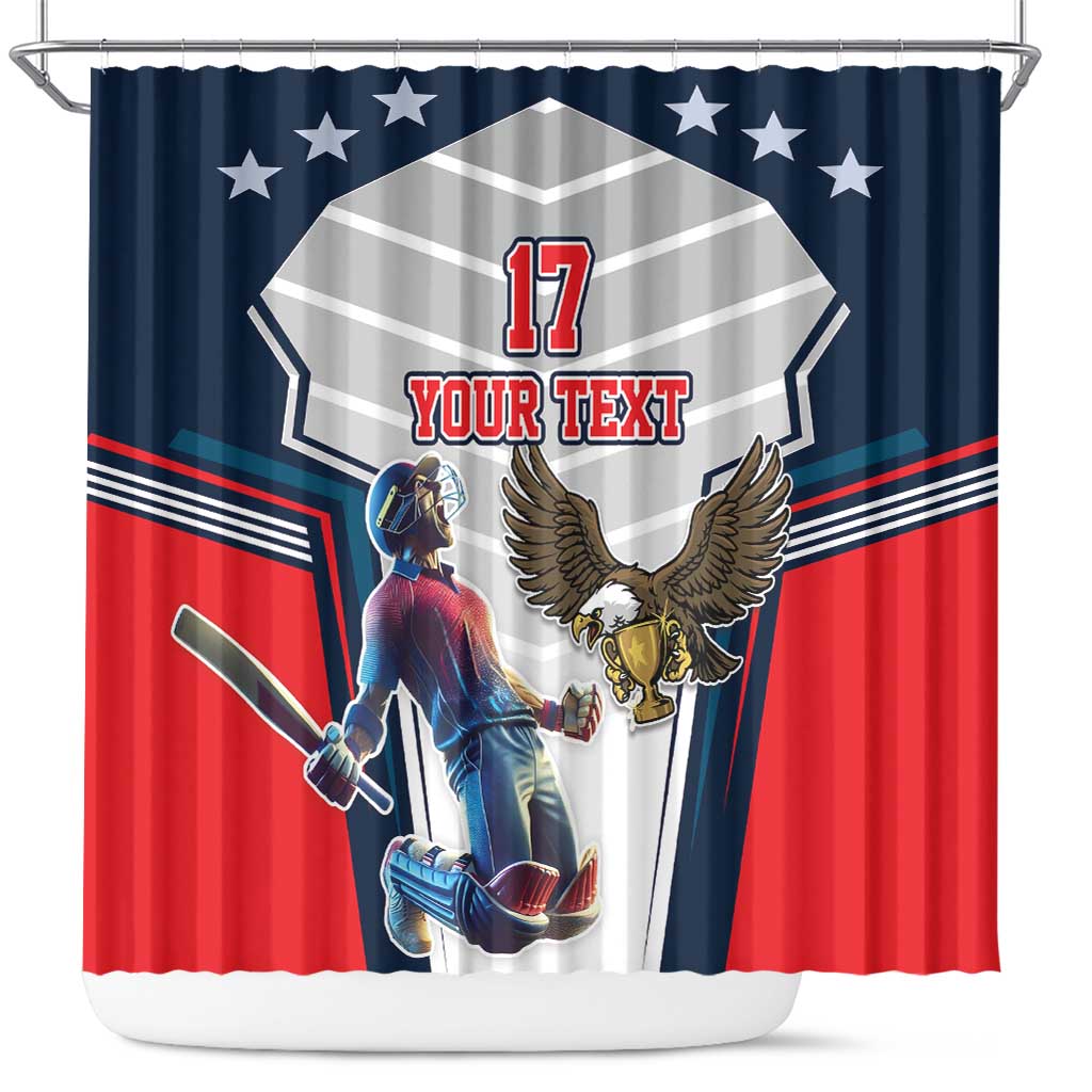 Custom United States Cricket Shower Curtain USA Go Champions and Eagle Mascot Style LT17
