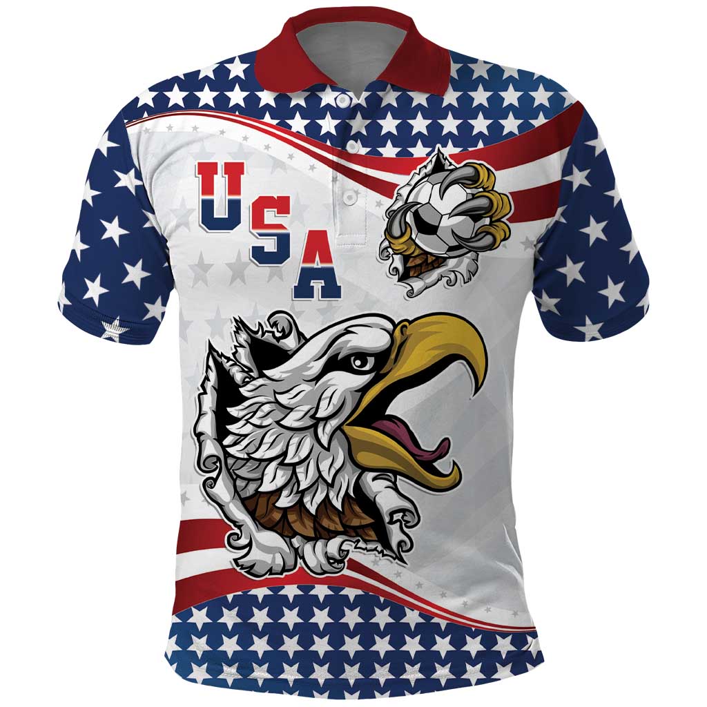 Custom United States Soccer Polo Shirt USA Eagle Mascot Style LT17
