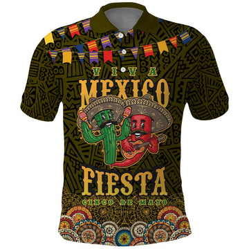 Personalized Mexico Cinco De Mayo Polo Shirt Chilli Pepper and Cactus LT17