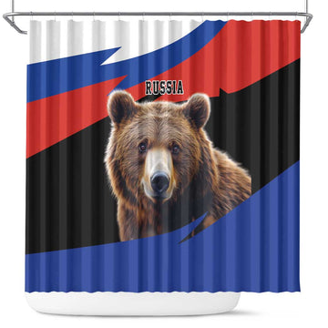 Russia Brown Bear and Chamomile Flower Shower Curtain LT17