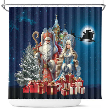 Russia Ded Moroz and Snegurochka Shower Curtain Orthodox Christmas Slavic Mythology LT17
