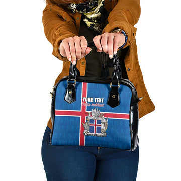 Personalized Iceland Coat of Arms Shoulder Handbag Runic Alphabet Viking Runes Pattern LT17