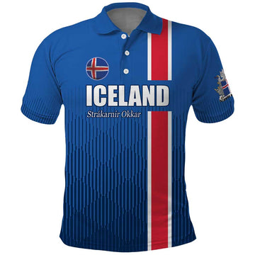 Custom Iceland Football Polo Shirt Blue with Flag Style LT17
