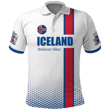 Custom Iceland Football Polo Shirt White with Flag Style LT17