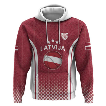 Latvia Basketball Custom Hoodie Red Latvian Pattern LT17