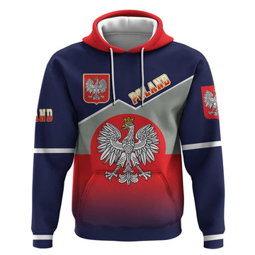 Poland Coat of Arms Hoodie A white and Crowned Eagle LT17