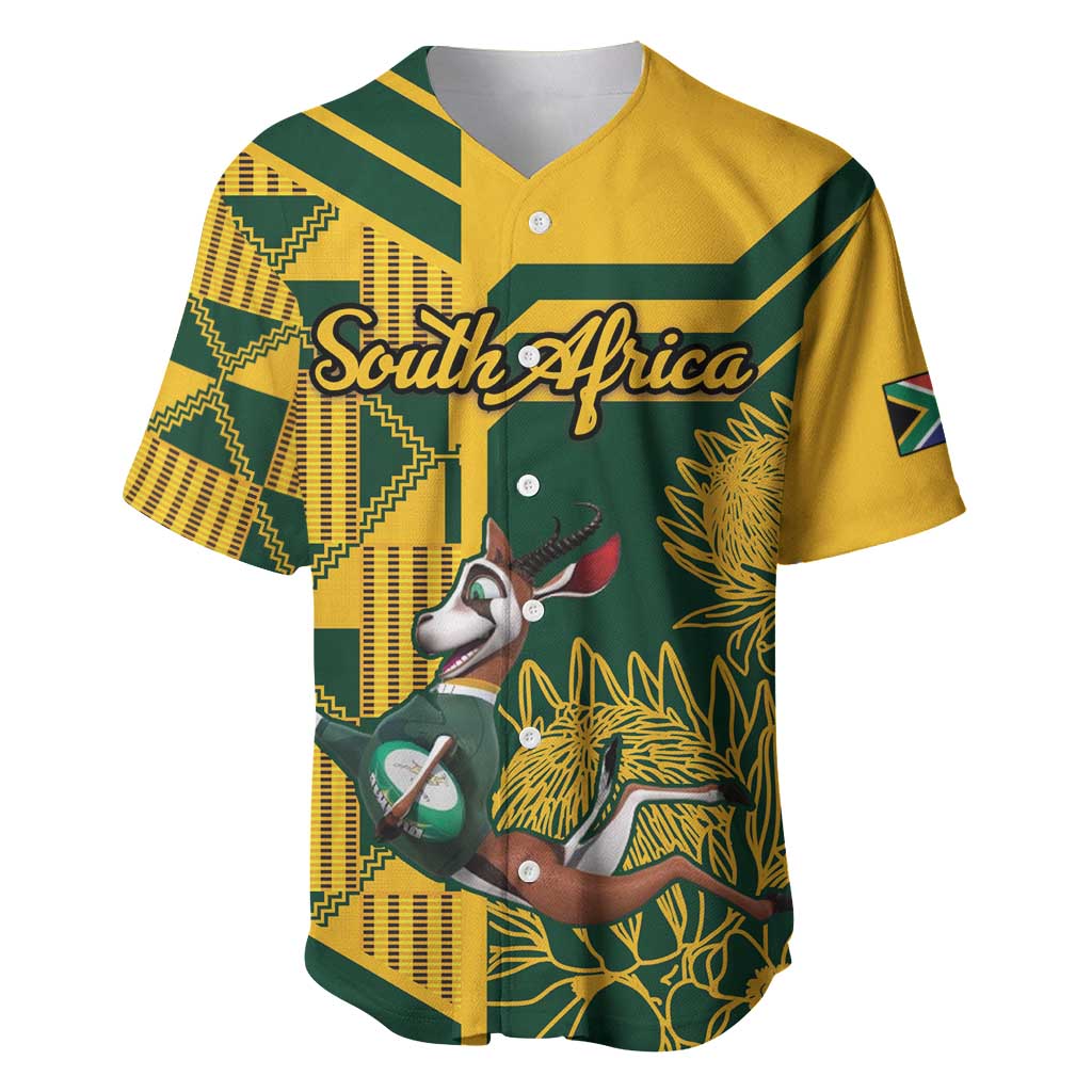 Custom South Africa Rugby Baseball Jersey Springboks With Protea Cynaroides LT18