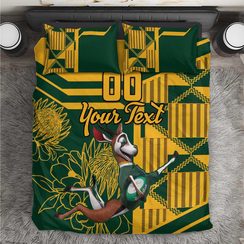 Custom South Africa Rugby Bedding Set Springboks With Protea Cynaroides LT18