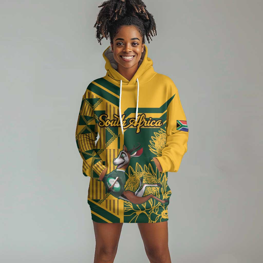 Custom South Africa Rugby Hoodie Dress Springboks With Protea Cynaroides LT18