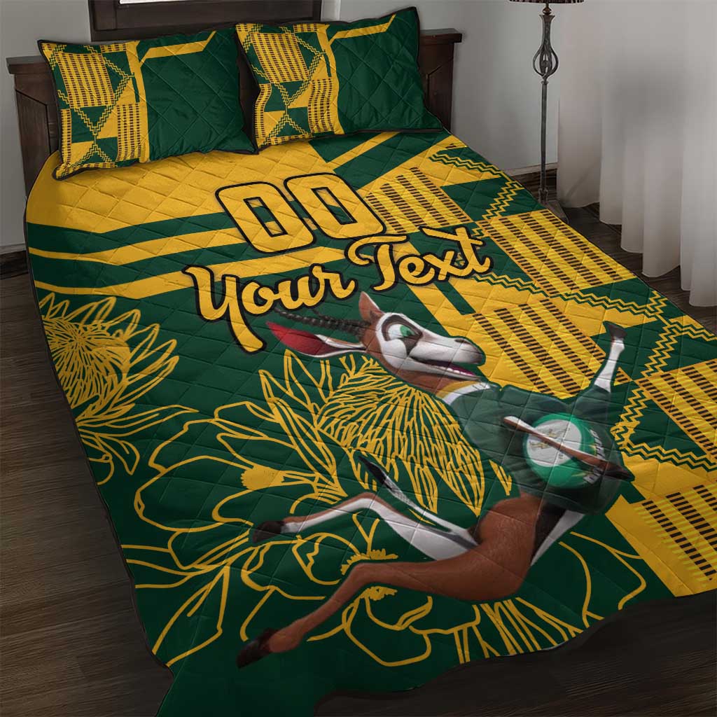 Custom South Africa Rugby Quilt Bed Set Springboks With Protea Cynaroides LT18