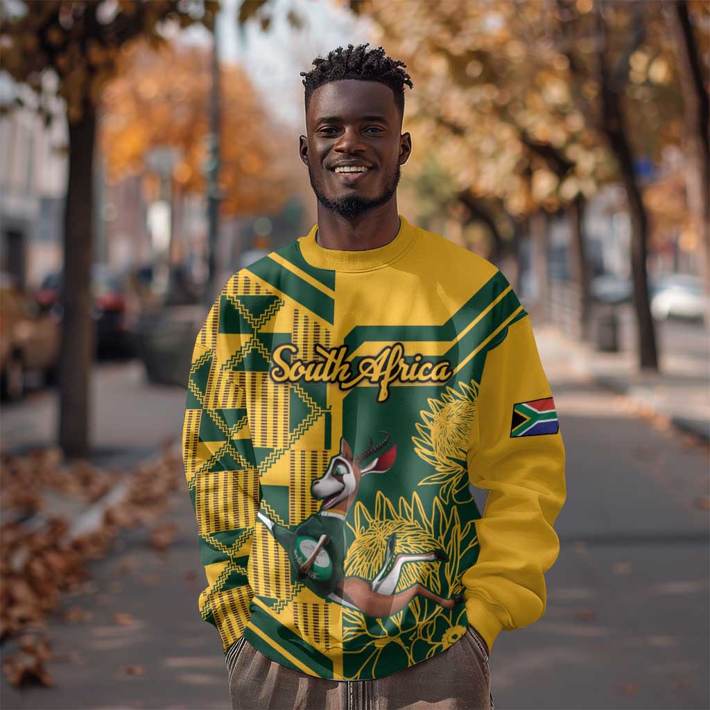 Custom South Africa Rugby Sweatshirt Springboks With Protea Cynaroides LT18