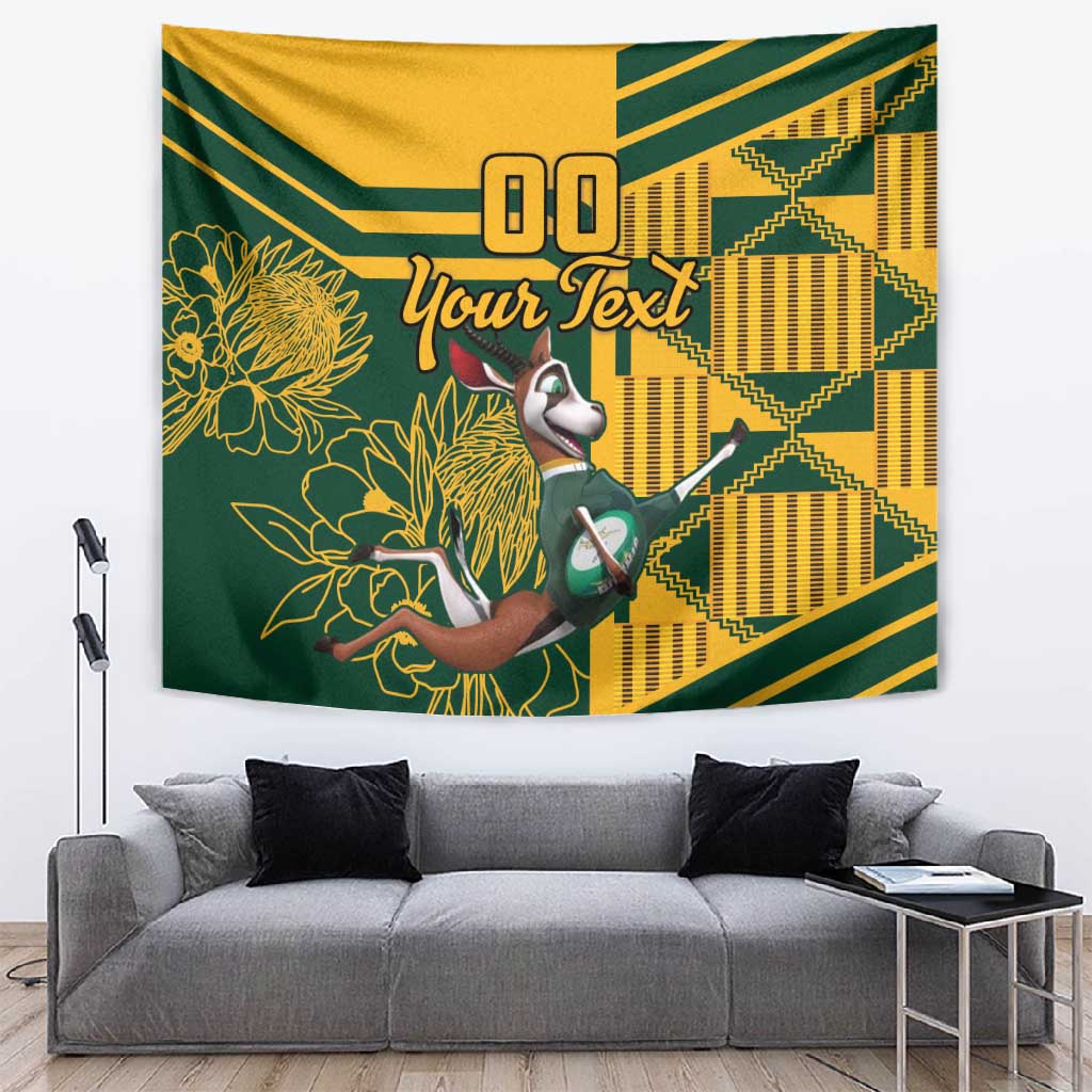 Custom South Africa Rugby Tapestry Springboks With Protea Cynaroides LT18