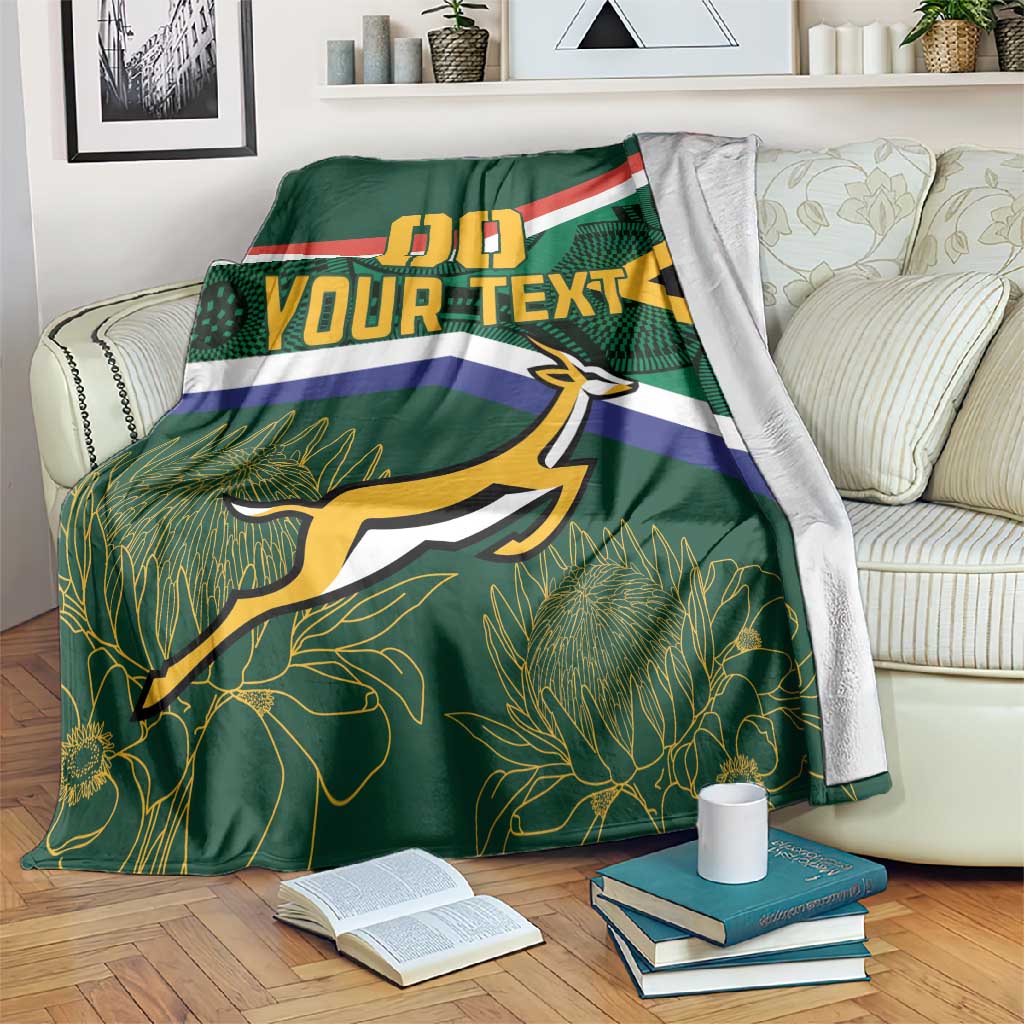Custom South Africa Rugby Blanket Springboks Mascot African Pattern LT18