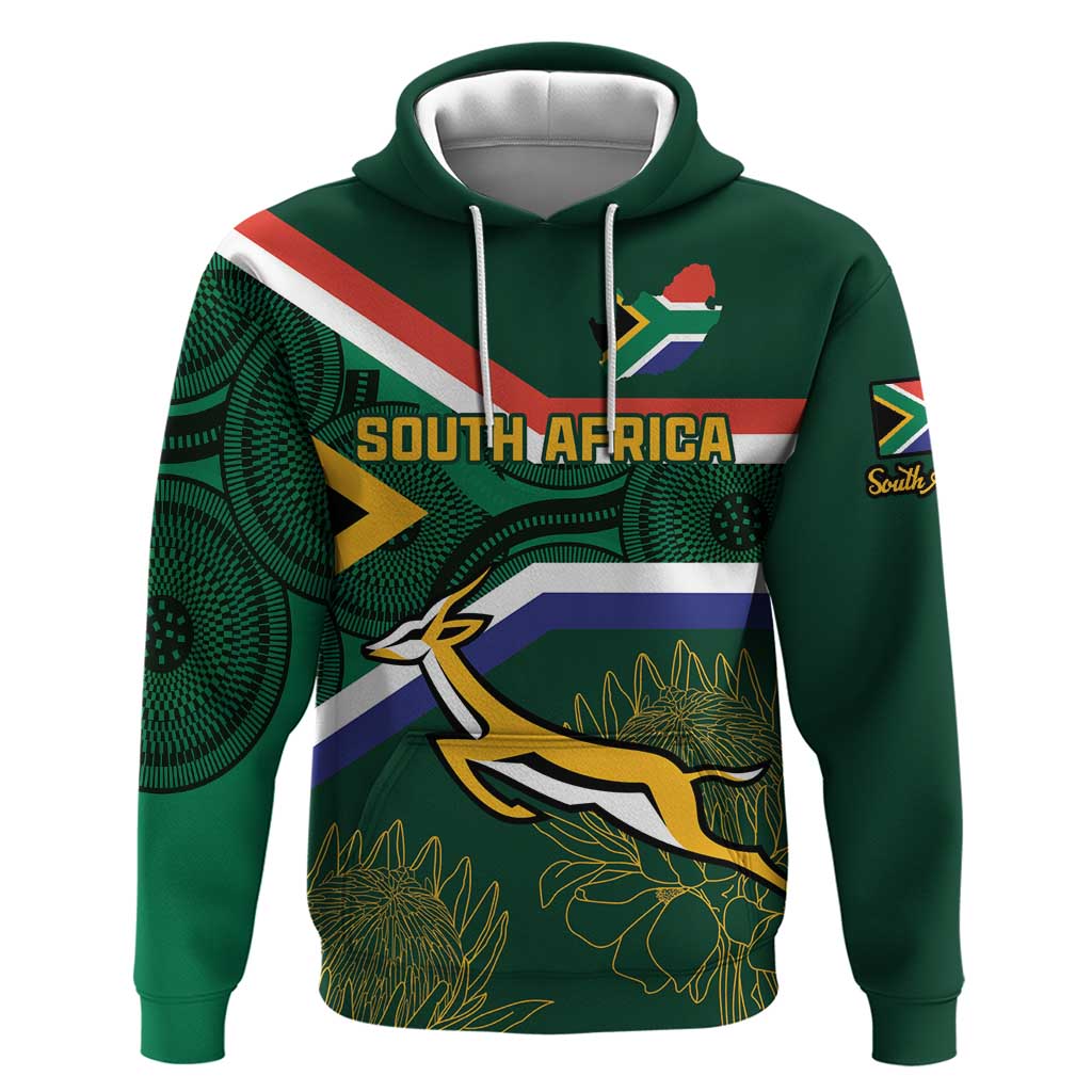 Custom South Africa Rugby Hoodie Springboks Mascot African Pattern LT18