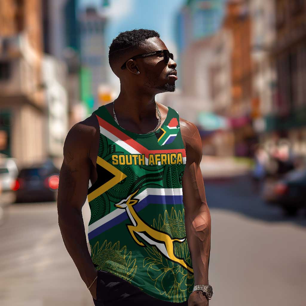 Custom South Africa Rugby Men Tank Top Springboks Mascot African Pattern LT18