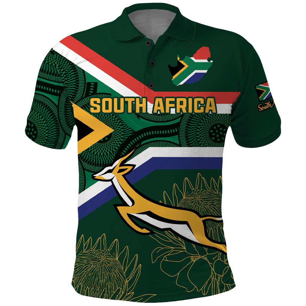 Custom South Africa Rugby Polo Shirt Springboks Mascot African Pattern LT18